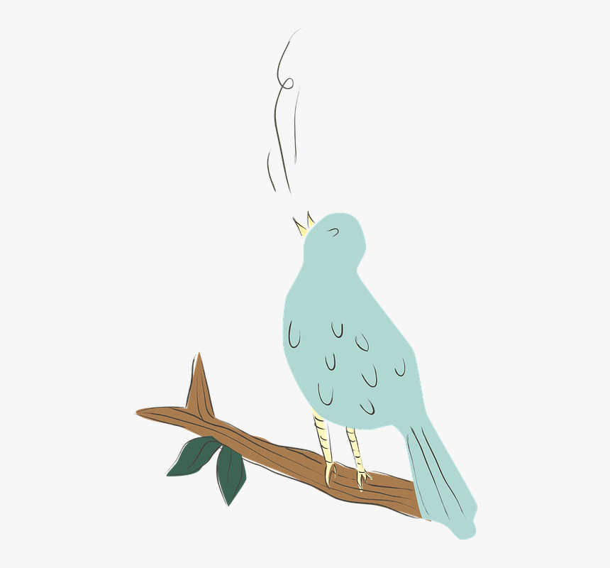 Bird, Blue, Singing, Nature, Design, Animal, Cute - Singing Bird Transparent Png, Png Download