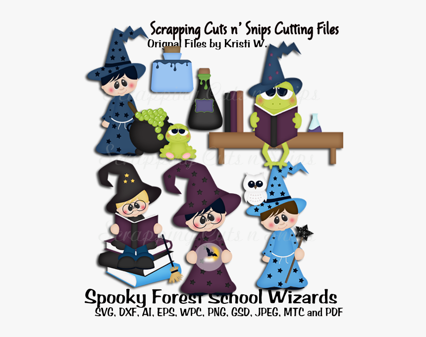 Spooky Forest School Wizards Cutting Files - Cartoon, HD Png Download