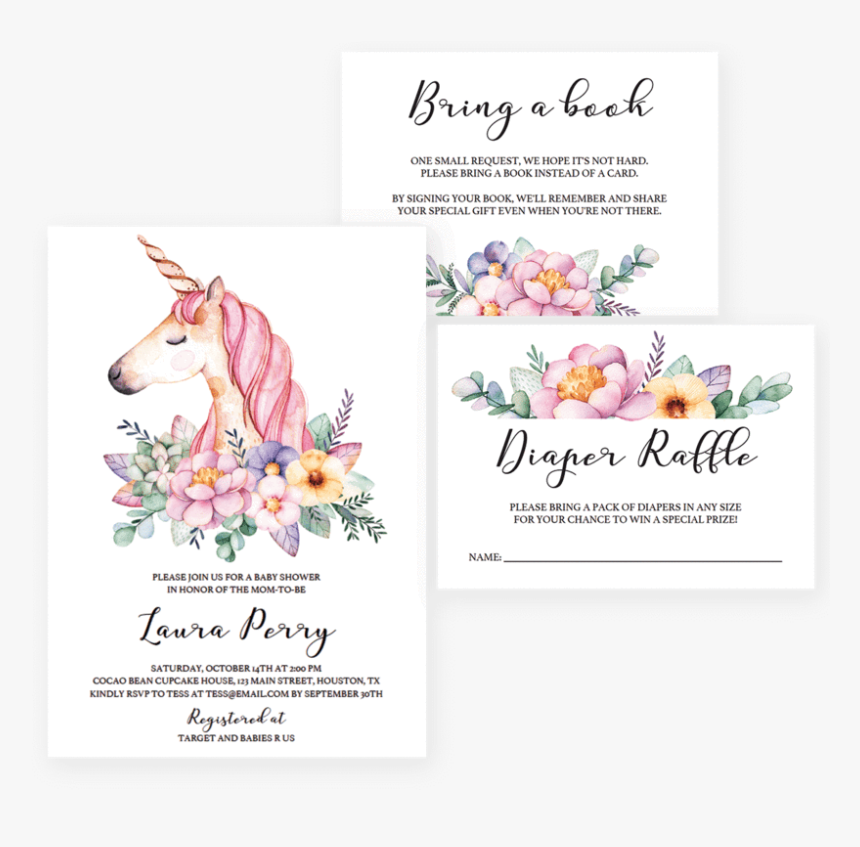 Unicorn Themed Baby Shower Invitation Templates By - Baby Shower Invite Template Unicorn, HD Png Download