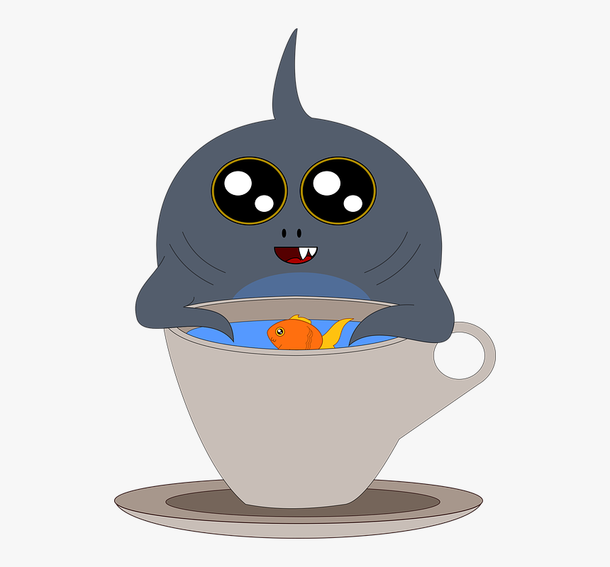 Shark, Cup, Fish, Pet, Kawaii, Humor - Kawaii Hai, HD Png Download