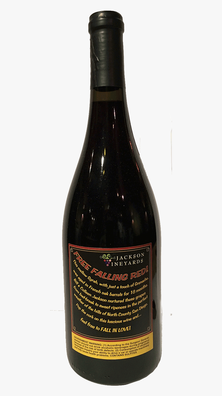 Bottle Free Falling Red Back - Glass Bottle, HD Png Download