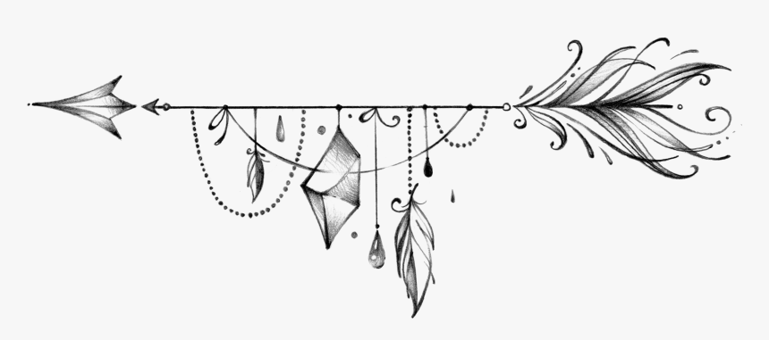 Lineart Arrow Hipster Ftestickers - Boho Arrow Transparent Background, HD Png Download