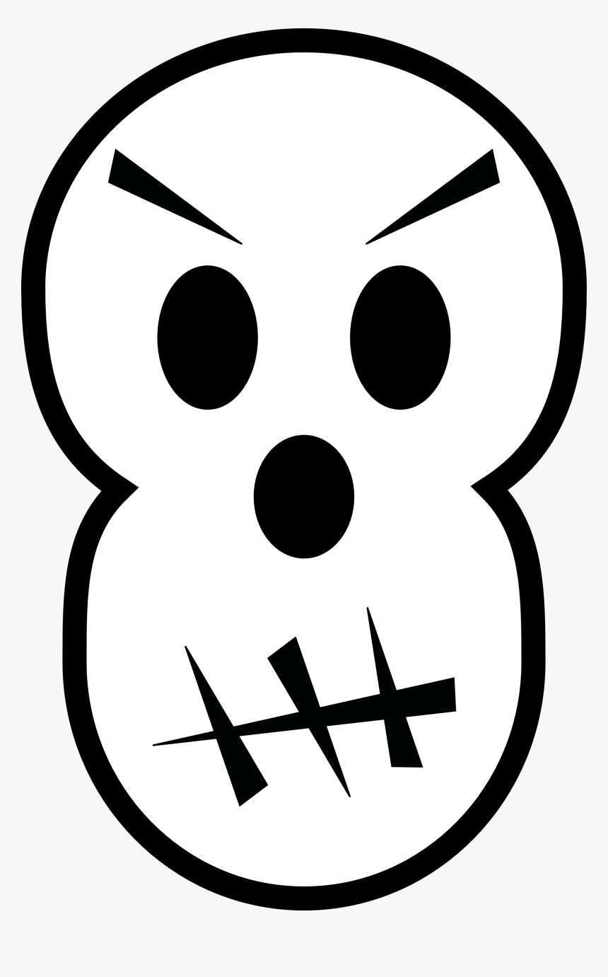 Black And White Angry Skull - Zombie Face Clipart Black And White, HD Png Download