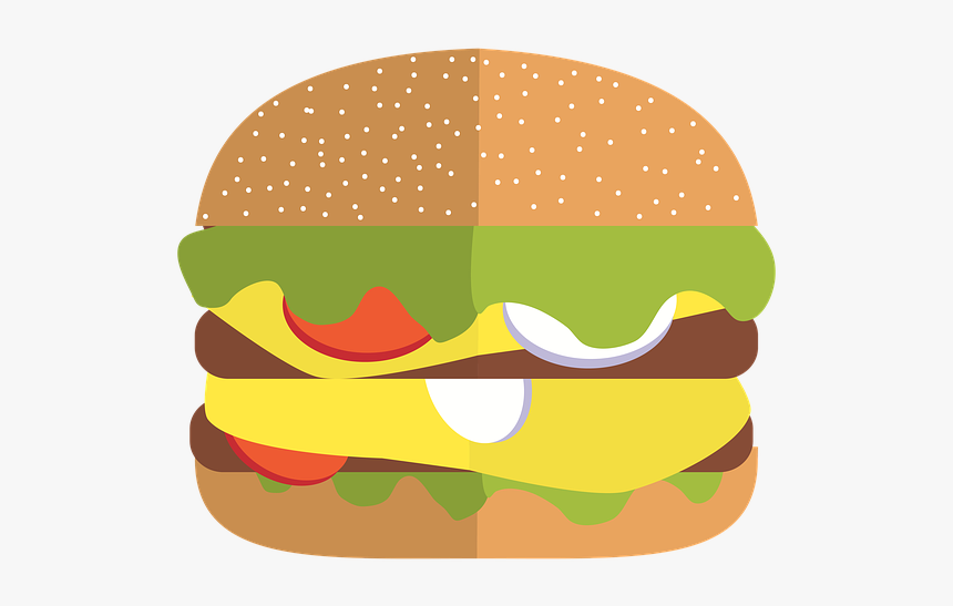 Fastfood, Hamburger, Food, Cheeseburger, Restaurant - Fast Food Illustration Png, Transparent Png