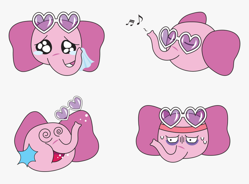 Elephant, Cartoon, Animal, Cute, Nature, Emoticons, - Cartoon, HD Png Download