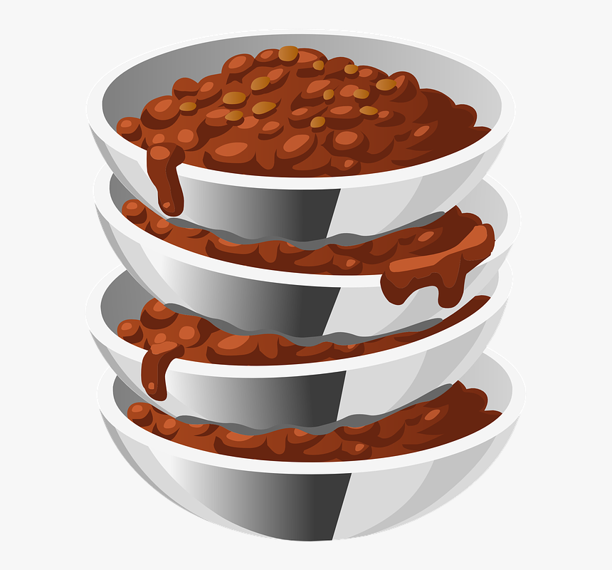 Beans, Cooked, Food, Steel, Bowls, Four, Servings - Bowl Of Chili Clipart Png, Transparent Png