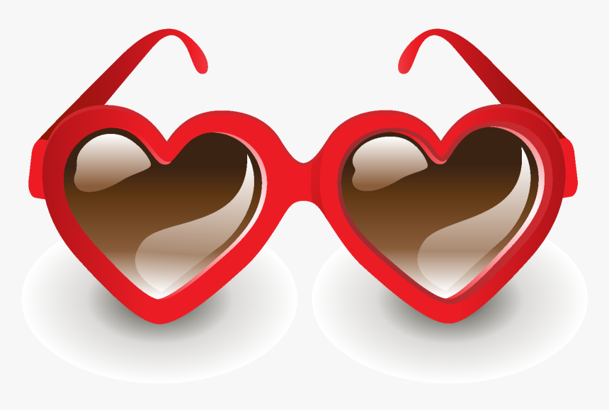 Hand Drawn Red Heart Shaped Glasses Elements - Fashion Ornaments, HD Png Download