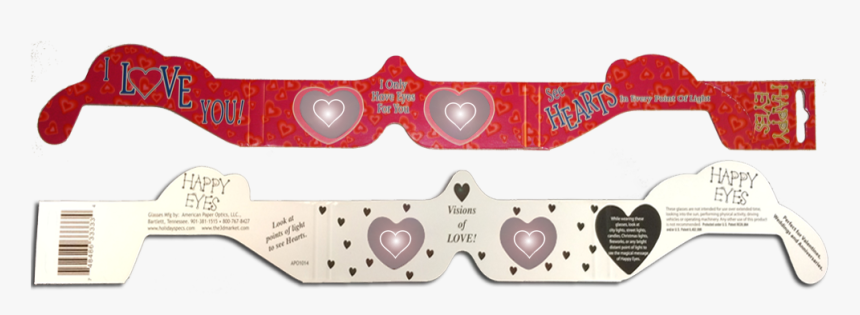 3d Heart Glasses, HD Png Download