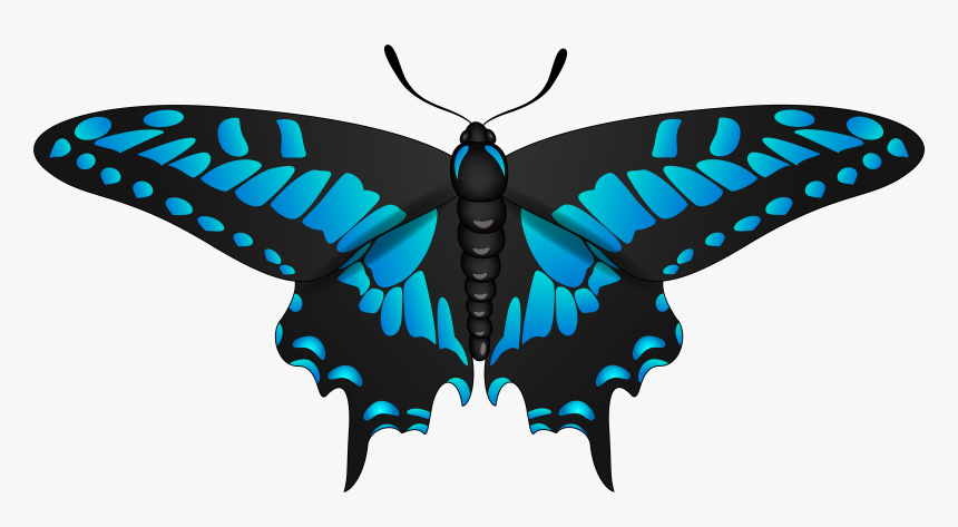 Butterfly Blue Black Clip Art Imageu200b Gallery Yopriceville - Clip Art, HD Png Download