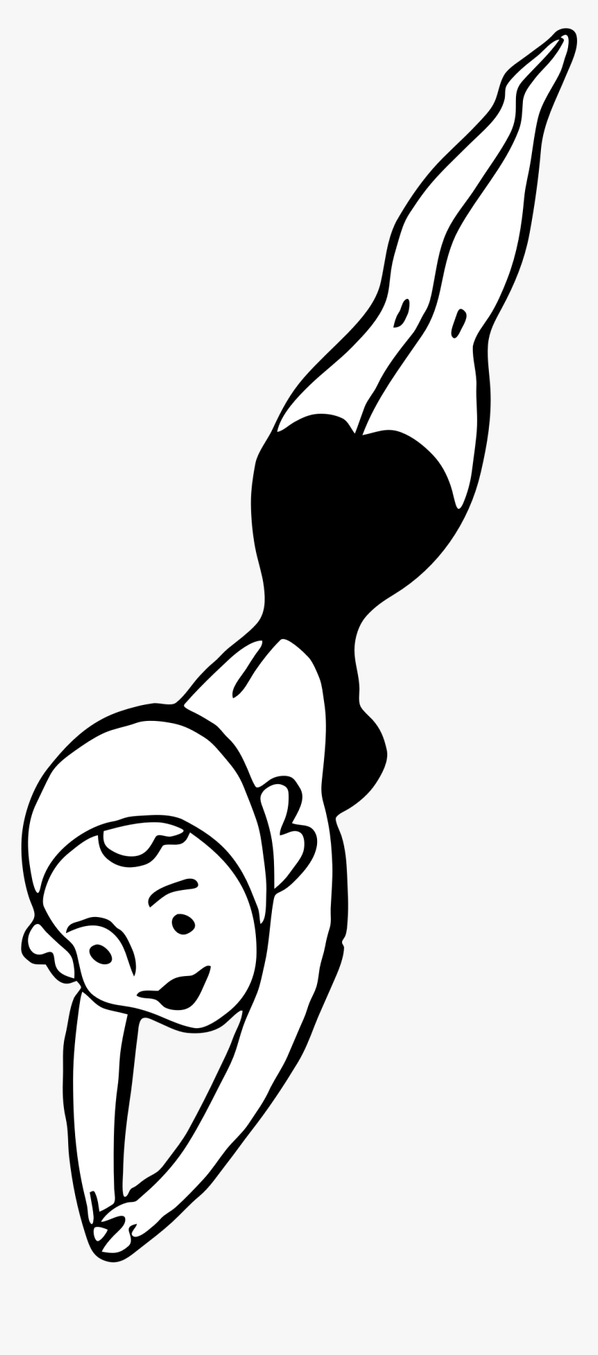 Vintage Diving Woman Clip Arts - Dive Black And White Clipart, HD Png Download