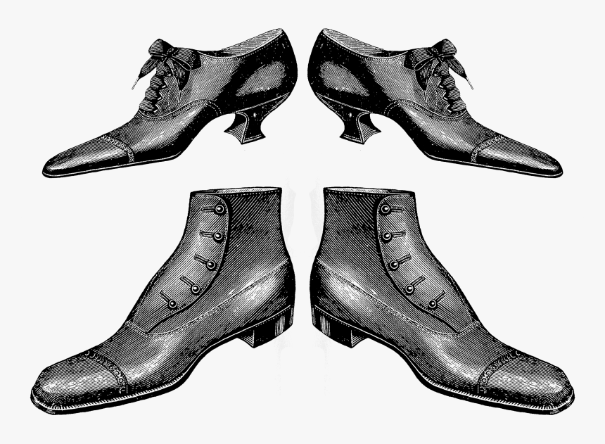 2787 Shoes Man Woman Victorian Era Free Vintage Clip - Shoe, HD Png Download