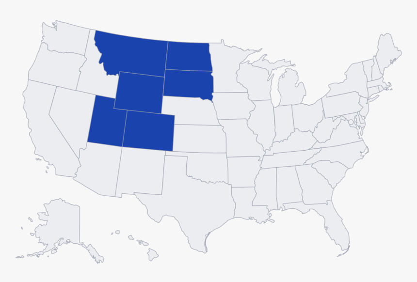 Map Of Rmadac Covered Us States - Rocky Mountain Region Blank Map, HD Png Download