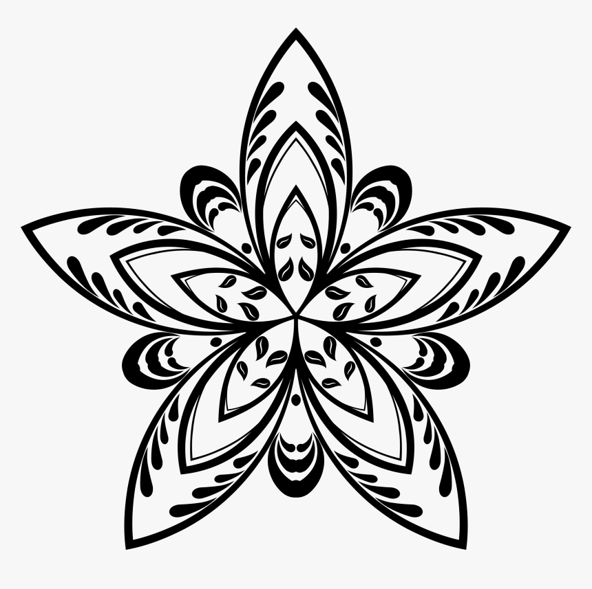 This Free Icons Png Design Of Flower Star Silhouette - Drawing Line Art Geometric, Transparent Png
