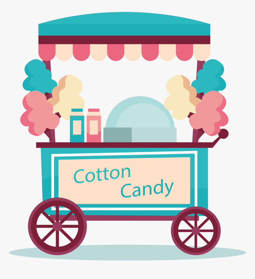Transparent Candy Cane Clip Art - Cotton Candy Cart Clipart Png, Png Download