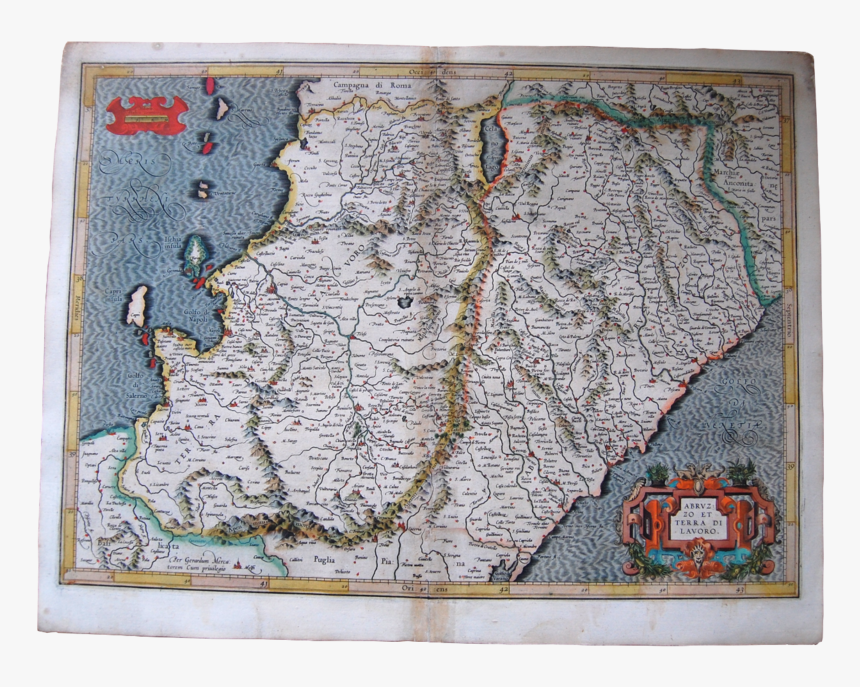 Italy Antique Original Mercator Map Italia Abruzzo - Map Of Abruzzi And Di Lavoro (middle Italy), HD Png Download
