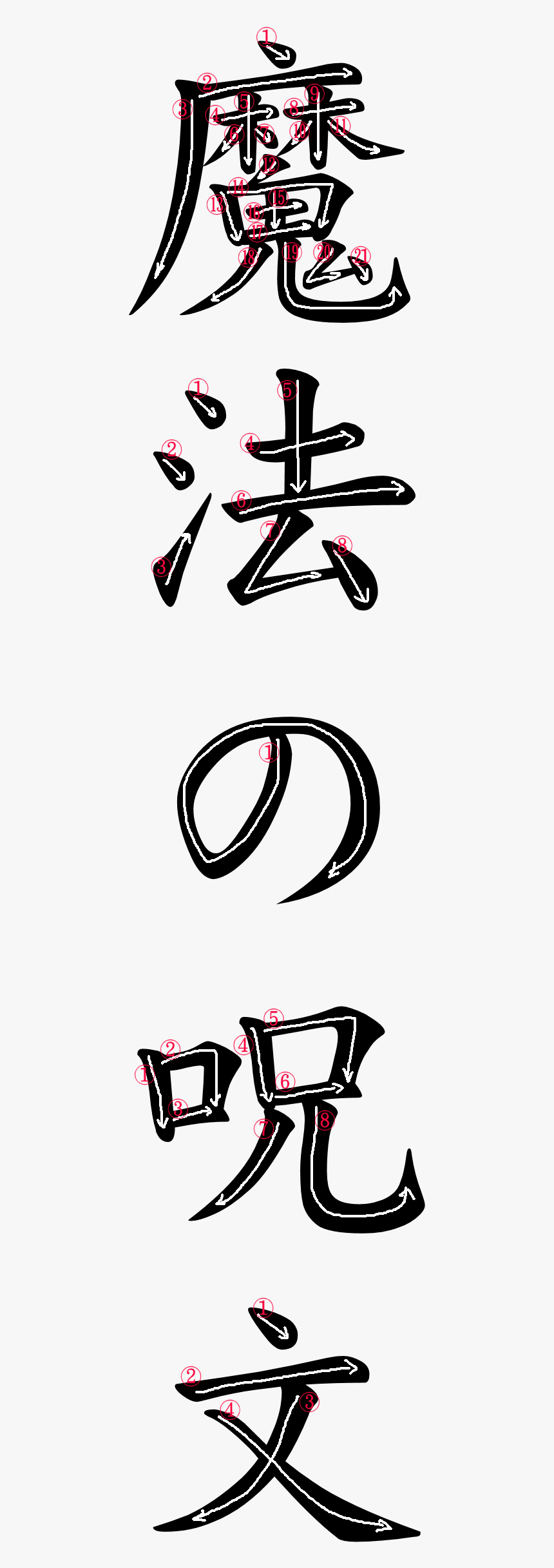 Writing Stroke Order For 魔法の呪文, HD Png Download