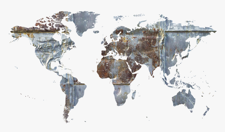 Metal Stainless Old Free Photo - World Map, HD Png Download