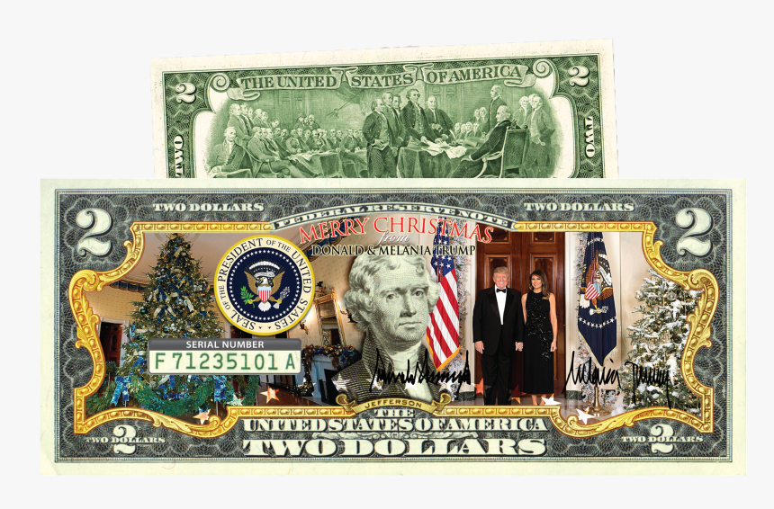 2 Dollar Bill Trump Christmas, HD Png Download