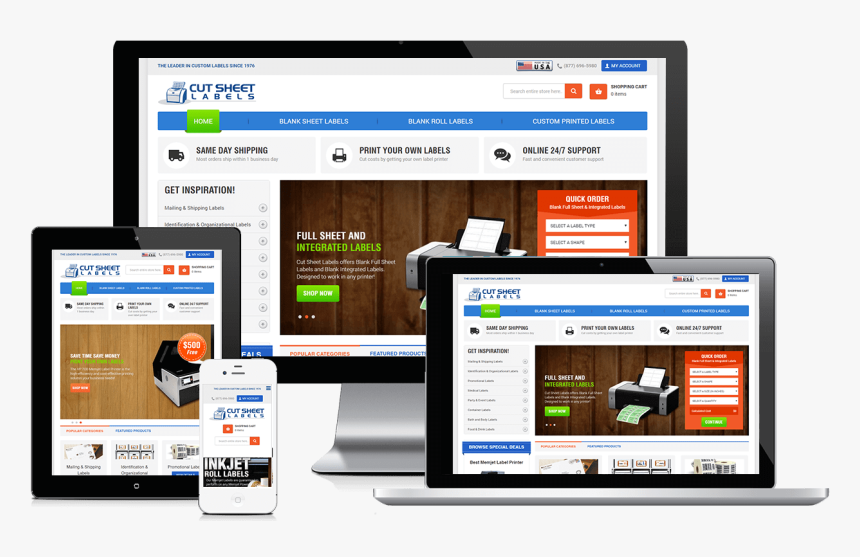 Cut Sheet Labels Responsive Website Design - Advertising, HD Png Download