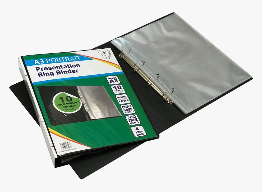 A3 Deluxe Portrait 4-d Ring Binder Folder File Art - Ring Binder, HD Png Download