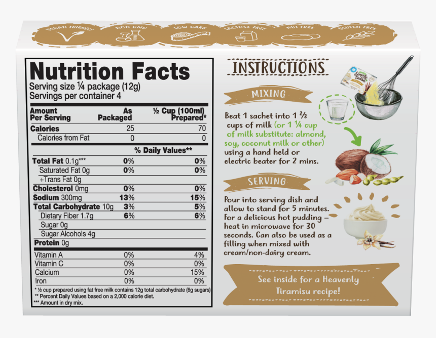 Vanilla Pudding - Nutrition Facts, HD Png Download