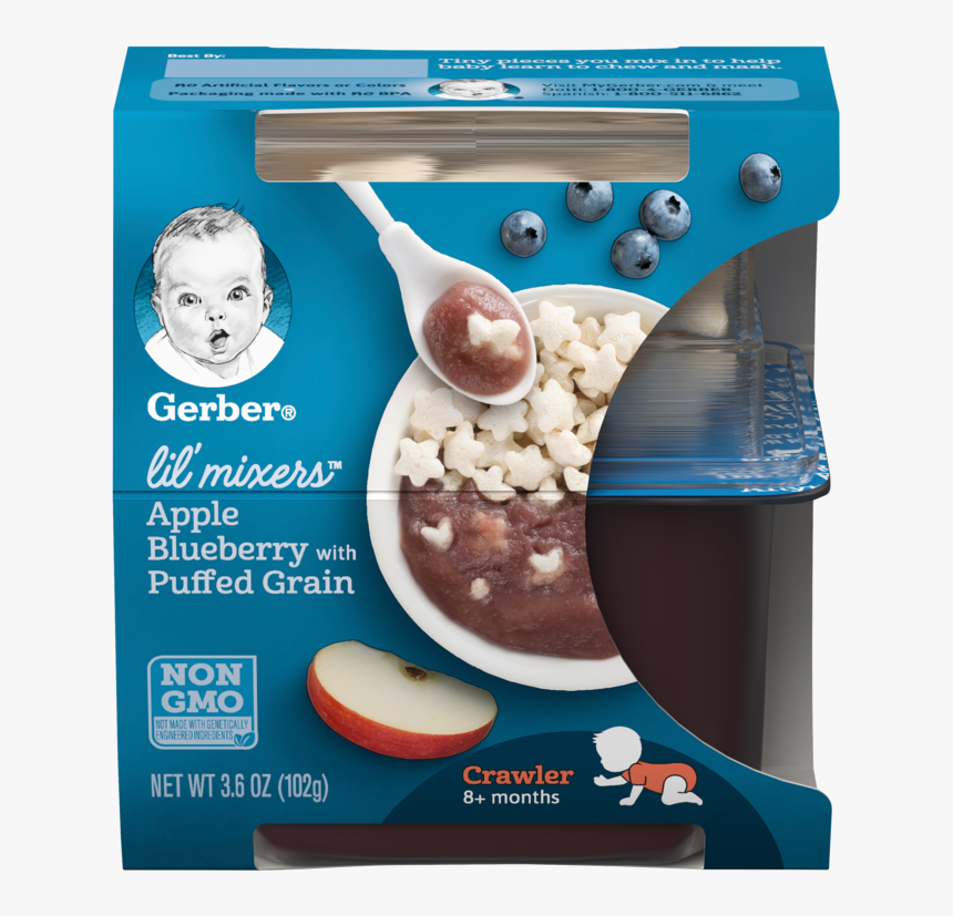 Apple Blueberry With Puffed Grain - Gerber Lil Mixers Apple Blueberry, HD Png Download