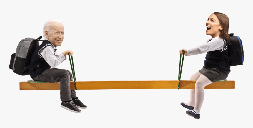 Joe Biden Aoc Seesaw - Sitting, HD Png Download