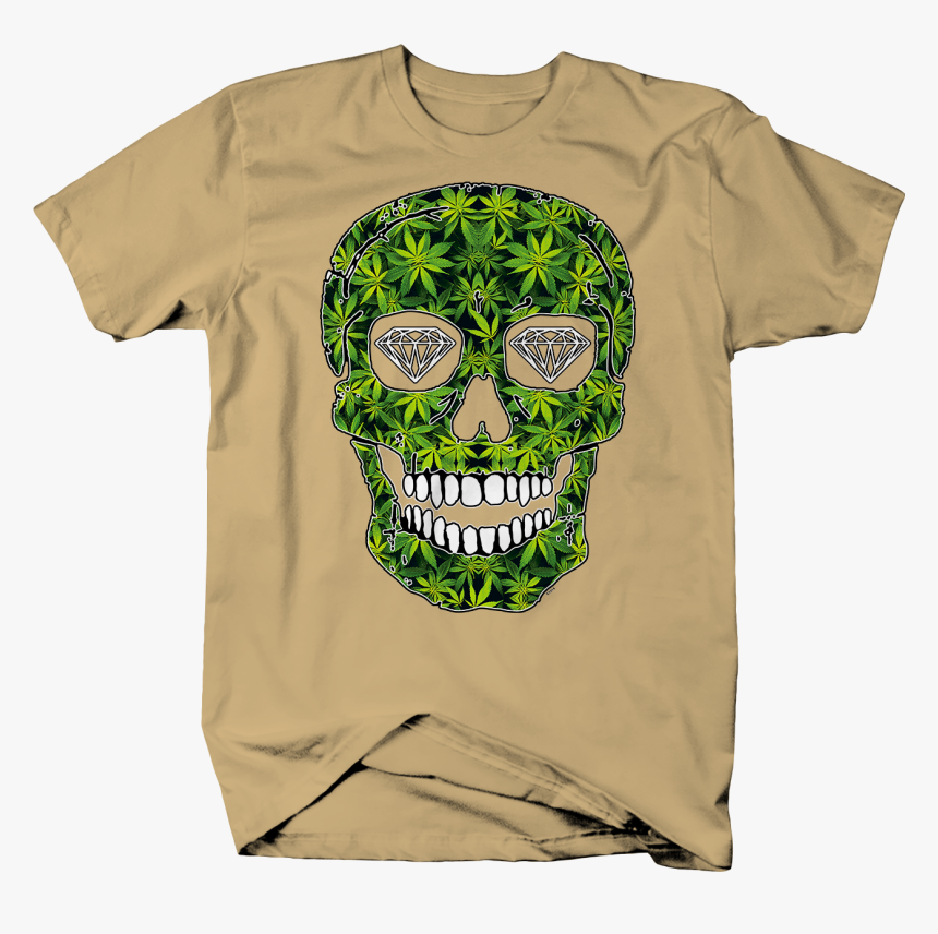 Marijuana Weed Diamond Eyed Skull Chill Vibes 420 Blaze - T-shirt, HD Png Download