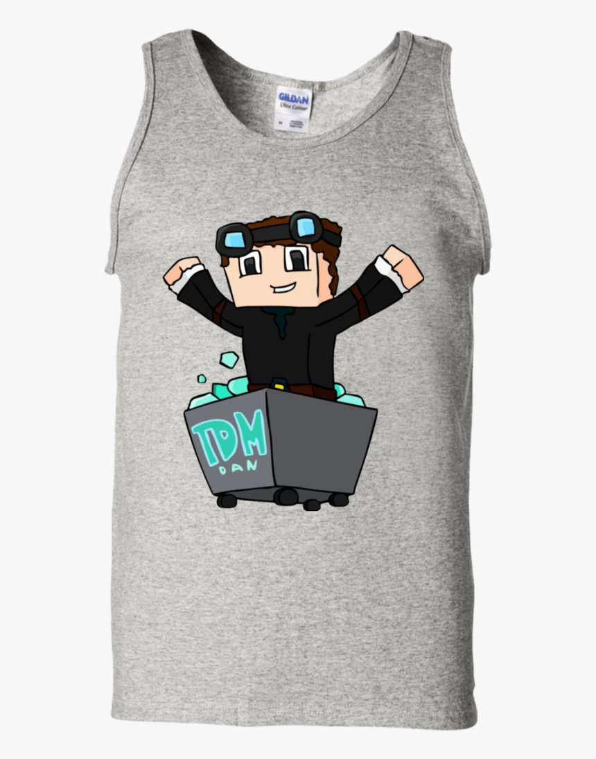 Dantdm The Diamond Minecart Tank Top Ash S 
 Class - T-shirt, HD Png Download