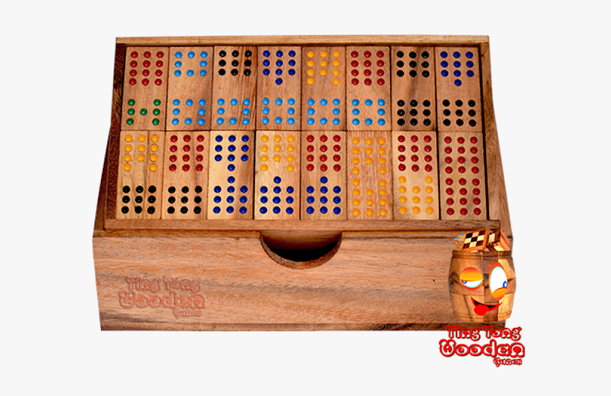 Domino 12 Family Box Domino With 96 Wooden Dominoes - Atmega8 Led Vu Meter, HD Png Download