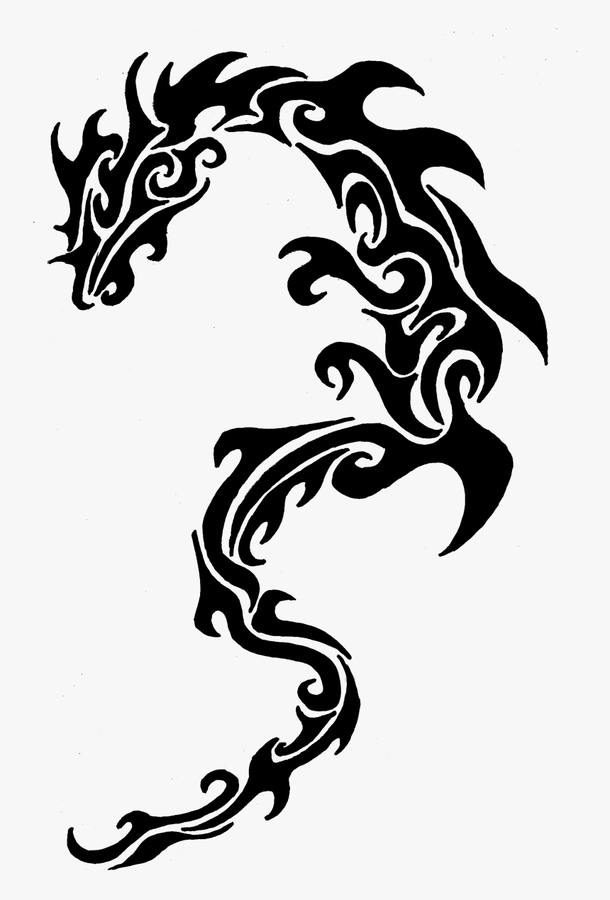 Tribal Dragon Design Black And White - Tribal Dragon's, HD Png Download