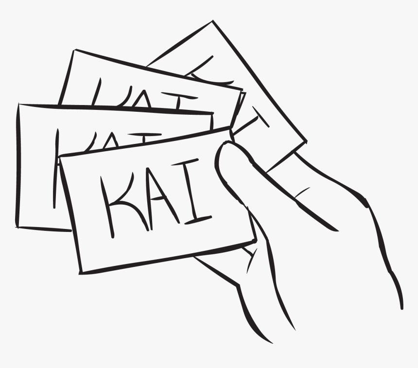 Hand Holding Bunch Of Index Cards With Kai S Name On - Line Art, HD Png Download