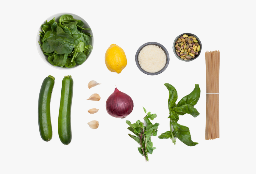 Whole Wheat Spaghetti & Zucchini With Pistachio-spinach - Superfood, HD Png Download