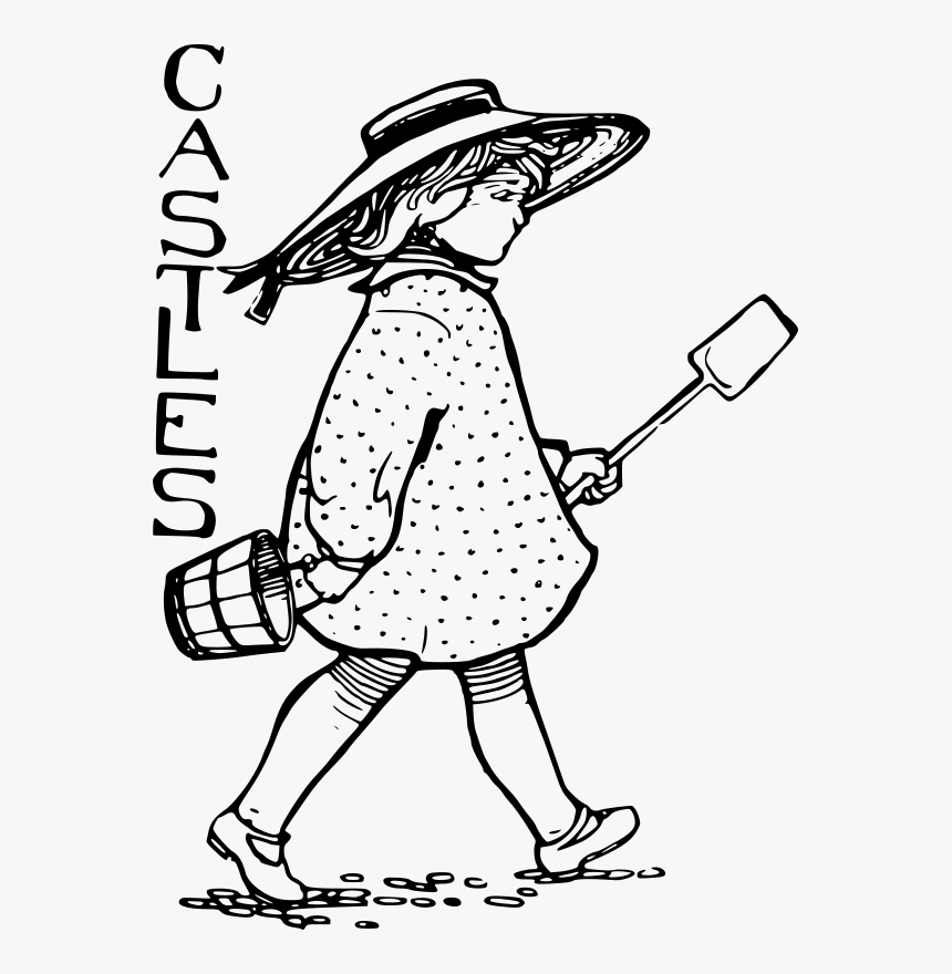 Girl Sand Castle - Victorian Girl Illustration, HD Png Download