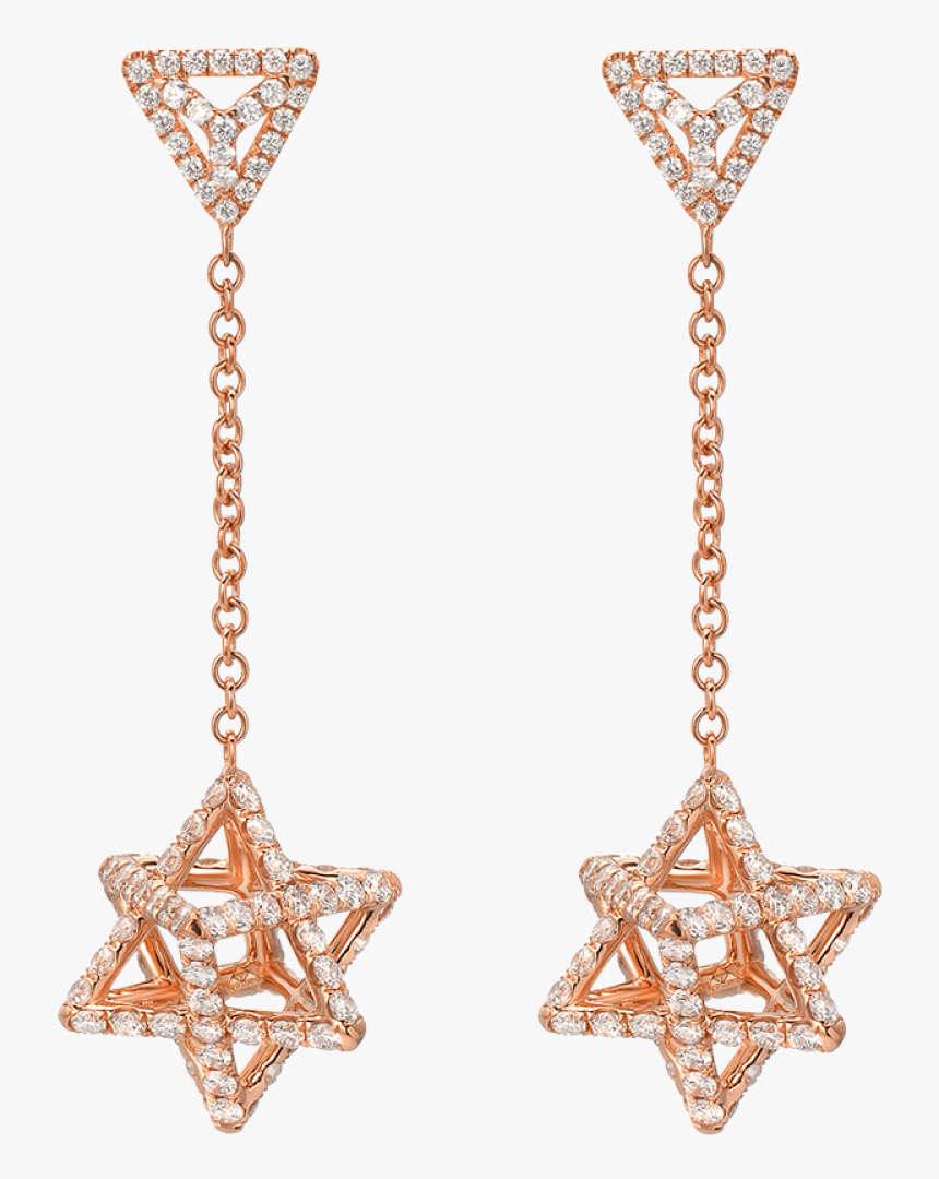 Merkaba Light Rose Gold Drop Earrings With Diamonds - Earring, HD Png Download