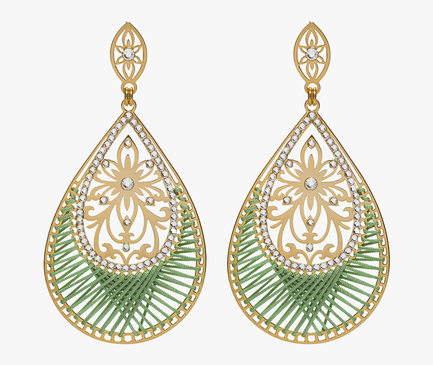 Shiyaya Earring Stud Teardrop Army Green Gold, Crystal - Earrings, HD Png Download