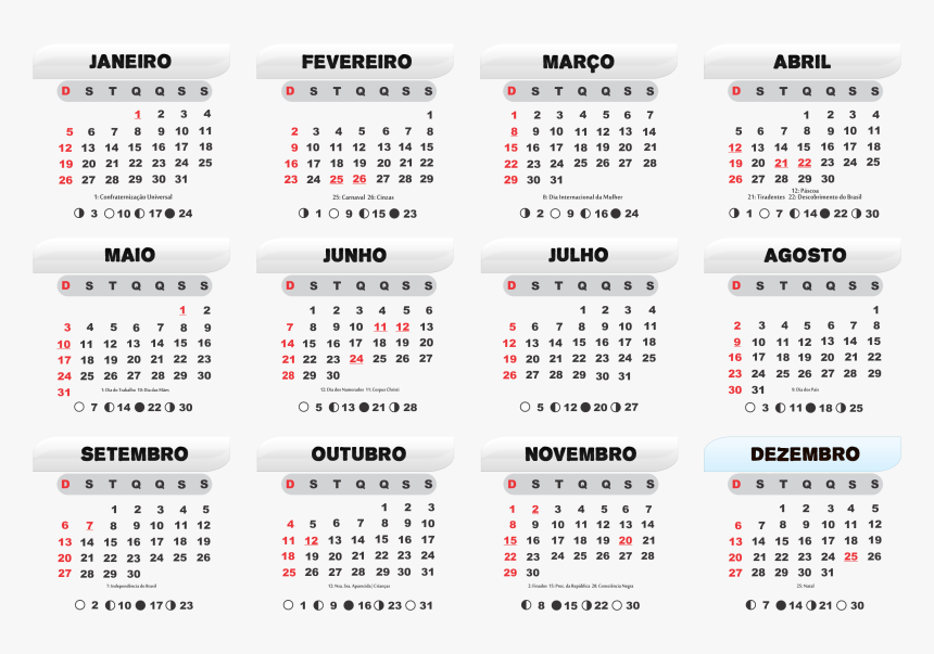 12 Month Calendar 2020, HD Png Download