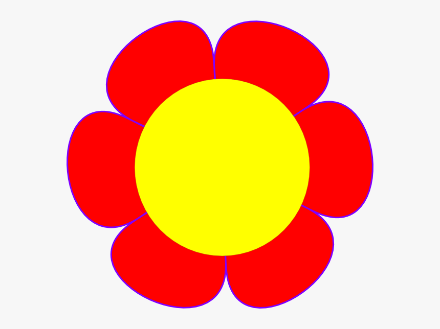 Red Flower Yellow Center Clip Art At Clker - Orange Colour Flower Clipart, HD Png Download