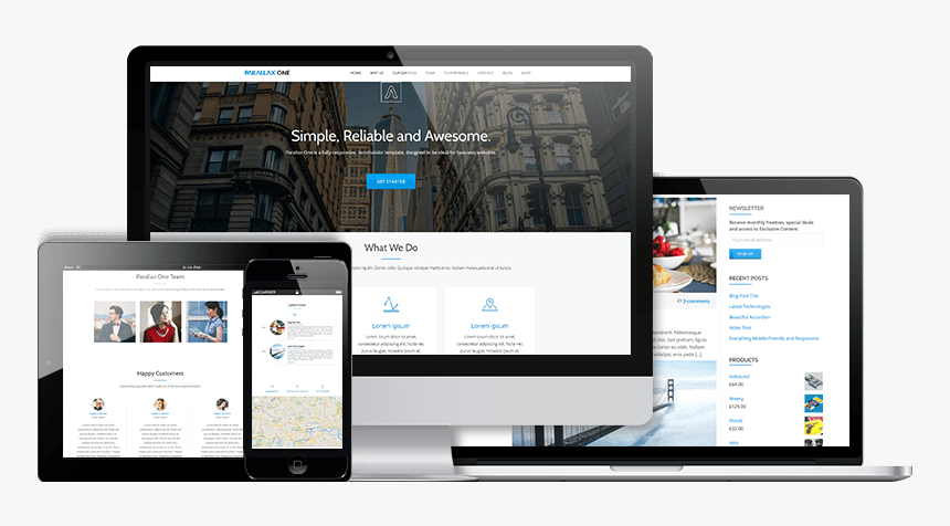 Themeisle Showcase Preview Colored2 - Parallax One Wordpress Theme, HD Png Download