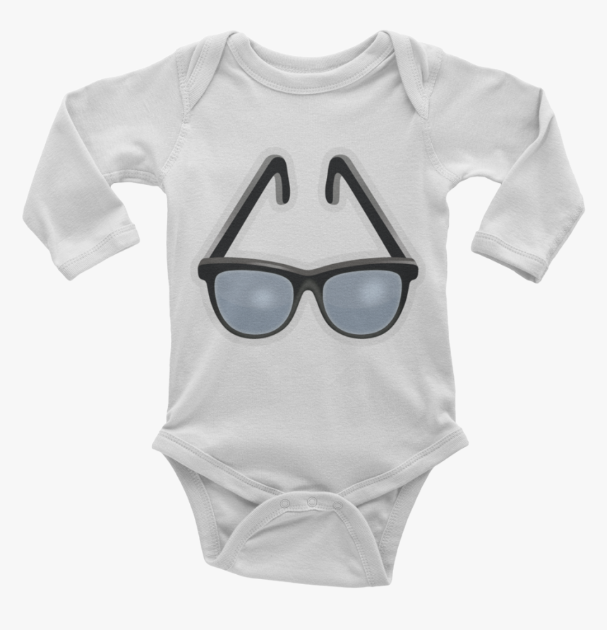 Emoji Baby Long Sleeve One Piece - Glasses Emoji Png, Transparent Png