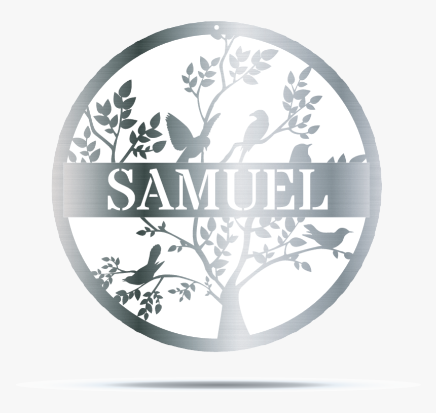 Monogram-bird Family Circle Sign Metal Art In Polished - Metal, HD Png Download