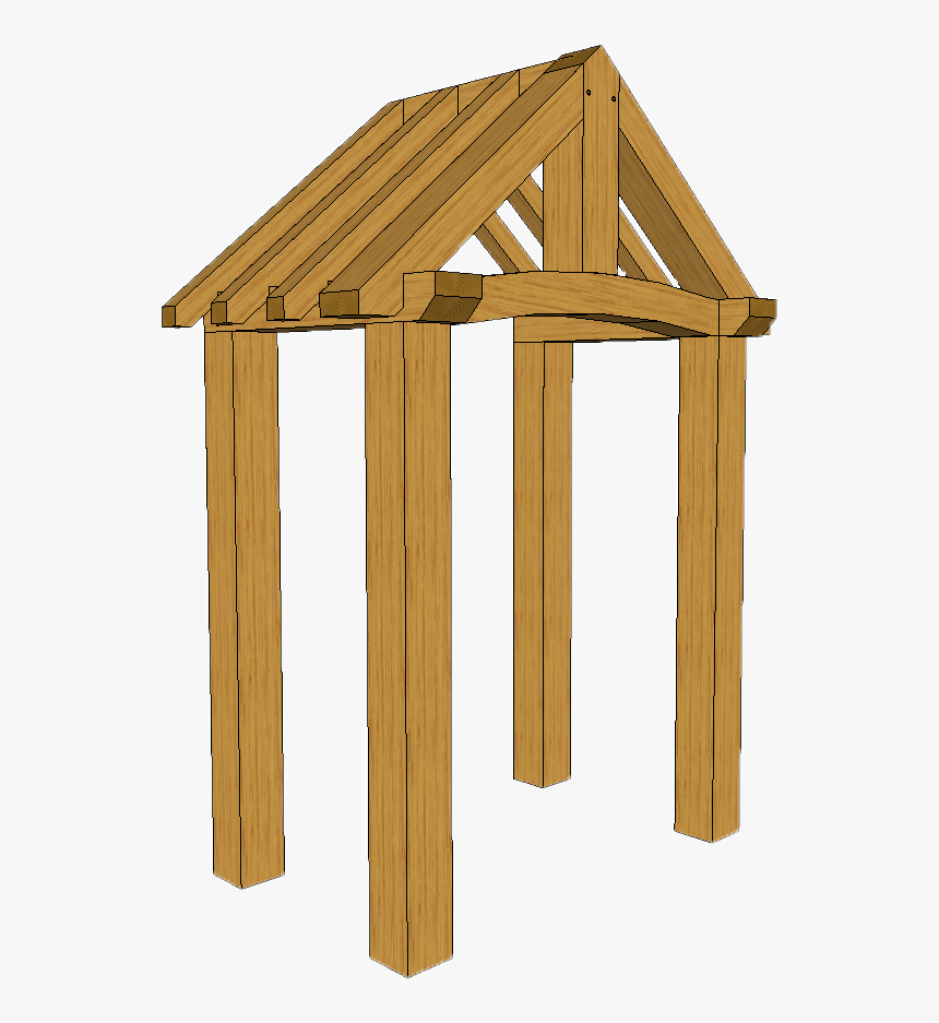 4 Post Porch With King Post Truss 3d1, HD Png Download