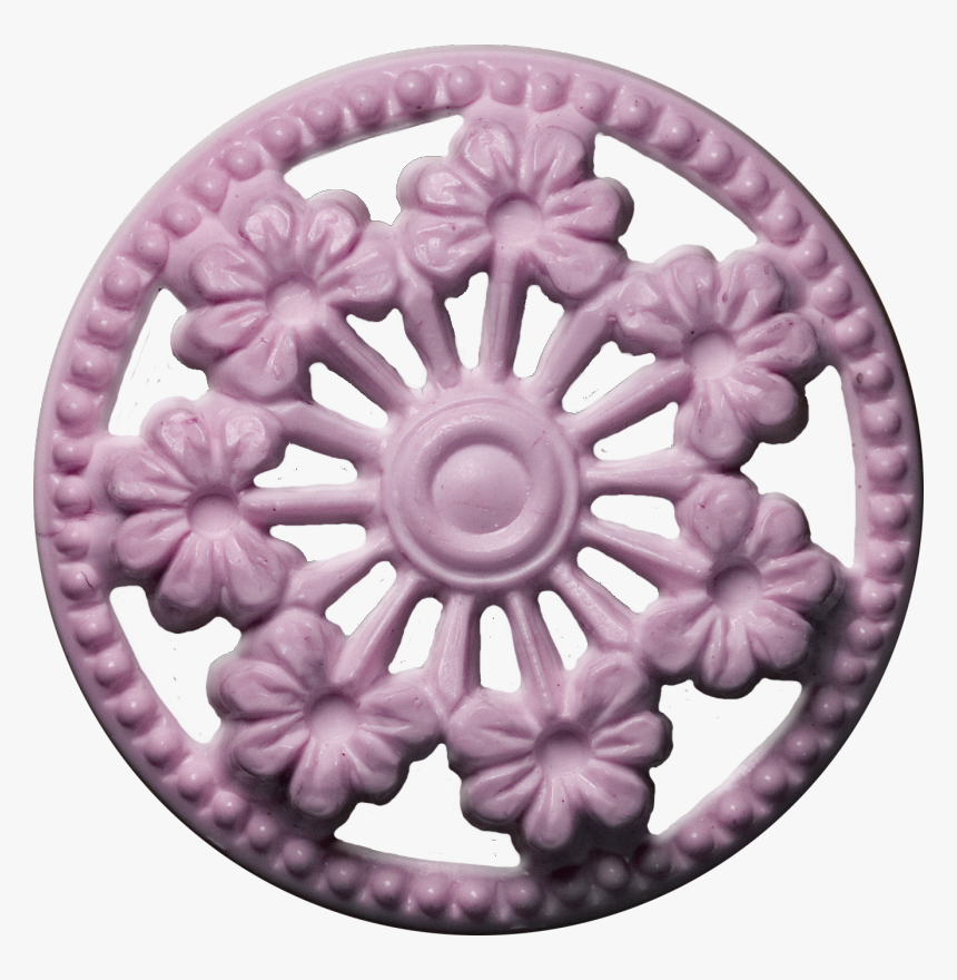Button With Seven Flowers And Cut-outs, Pink - Circle, HD Png Download