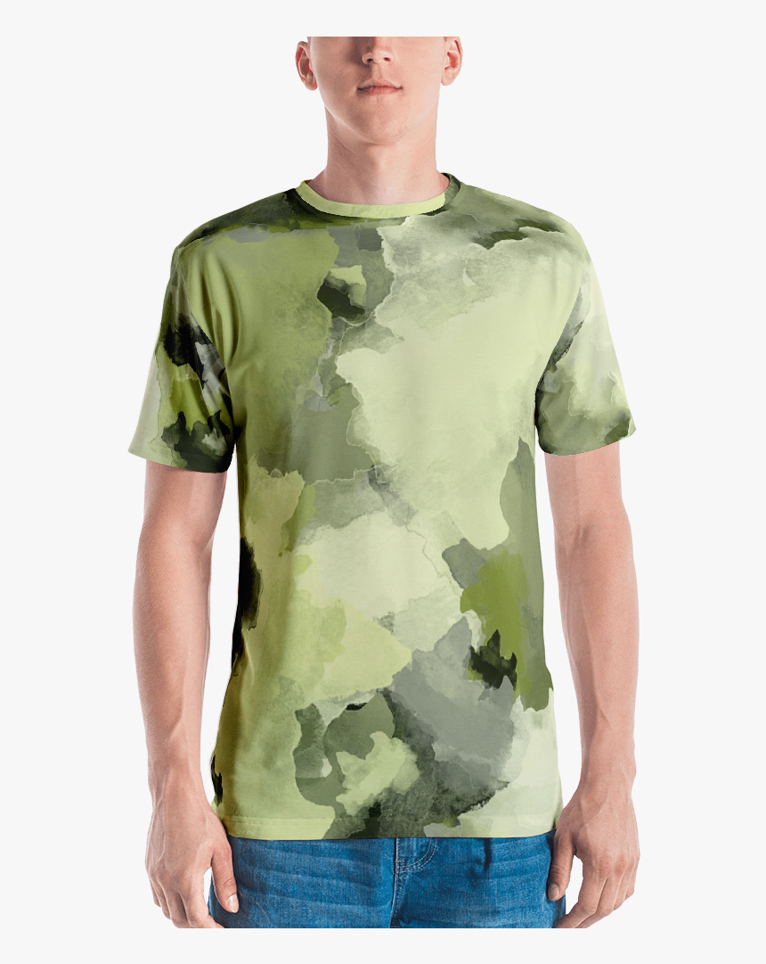 Army Light Green Watercolor T Shirt T Shirt Zazuze - All Over Eye Print T Shirt, HD Png Download