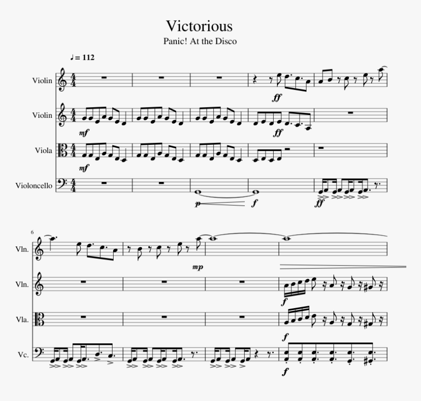 Victorious Sheet Music 1 Of 7 Pages - Victorious Violin Sheet Music, HD Png Download