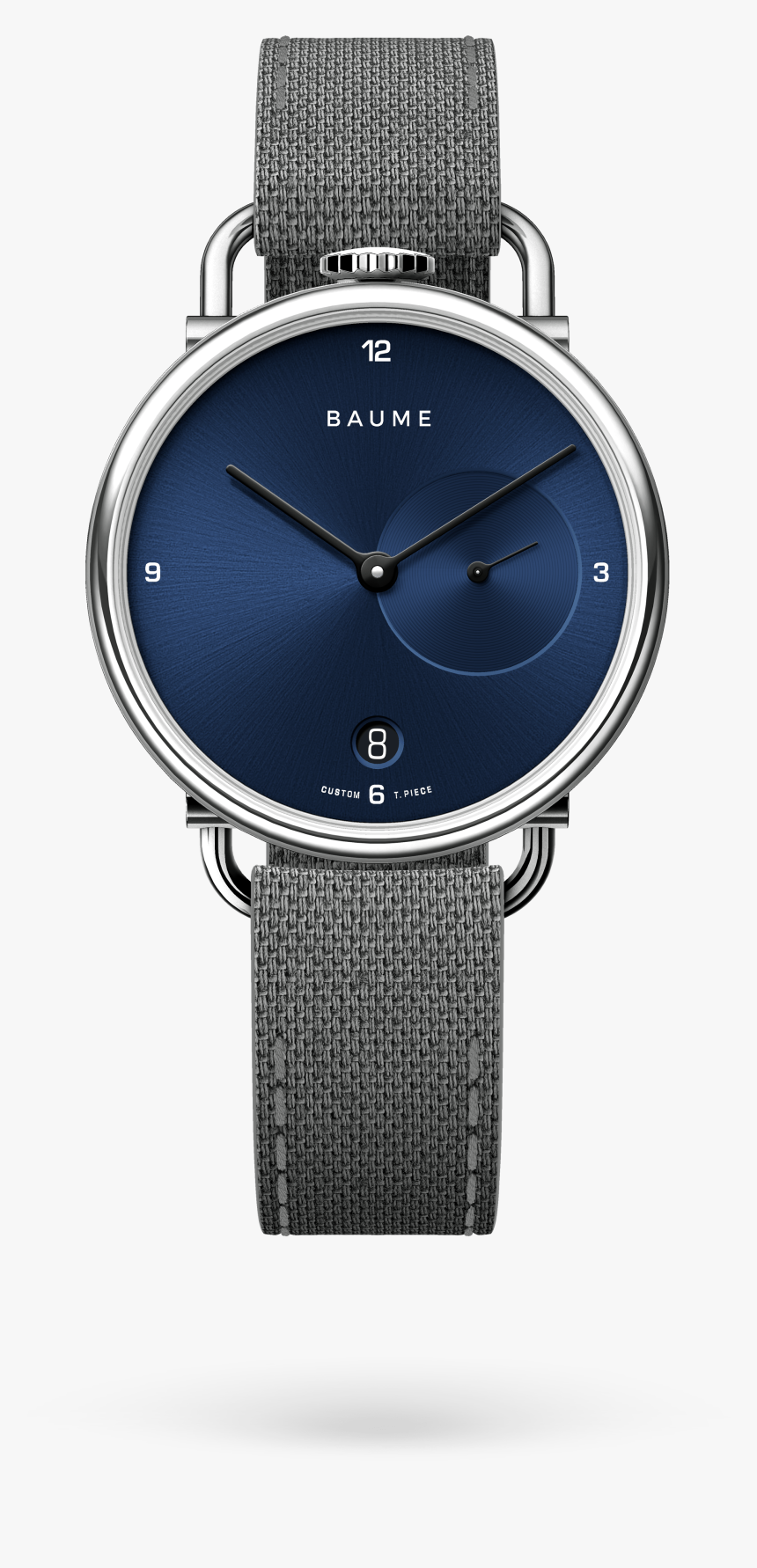 35mm Date Unisex Custom Watch Ronda Silver Case Grey - Baume Watch Moon, HD Png Download