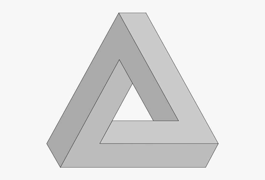 Vector Illustration Of Grayscale Impossible Triangle - Triangle Illusion Png, Transparent Png