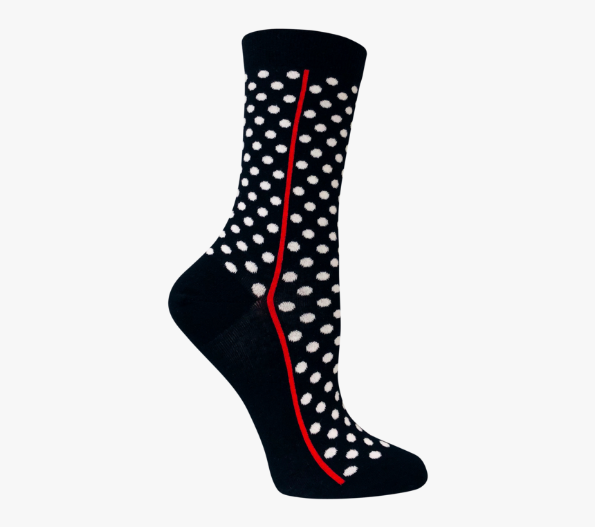 Red Line Black Socks - Black Socks With White Polkadots Women, HD Png Download
