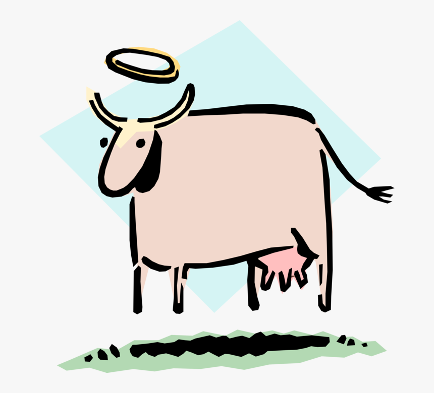 Vector Illustration Of Sacred Cow With Halo Idiom - Cow With Halo, HD Png Download