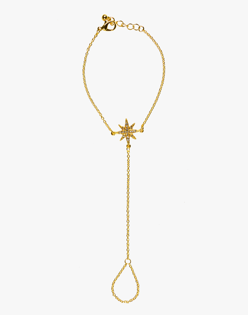 Gold Tone Cz Starburst Hand Chain - Chain, HD Png Download